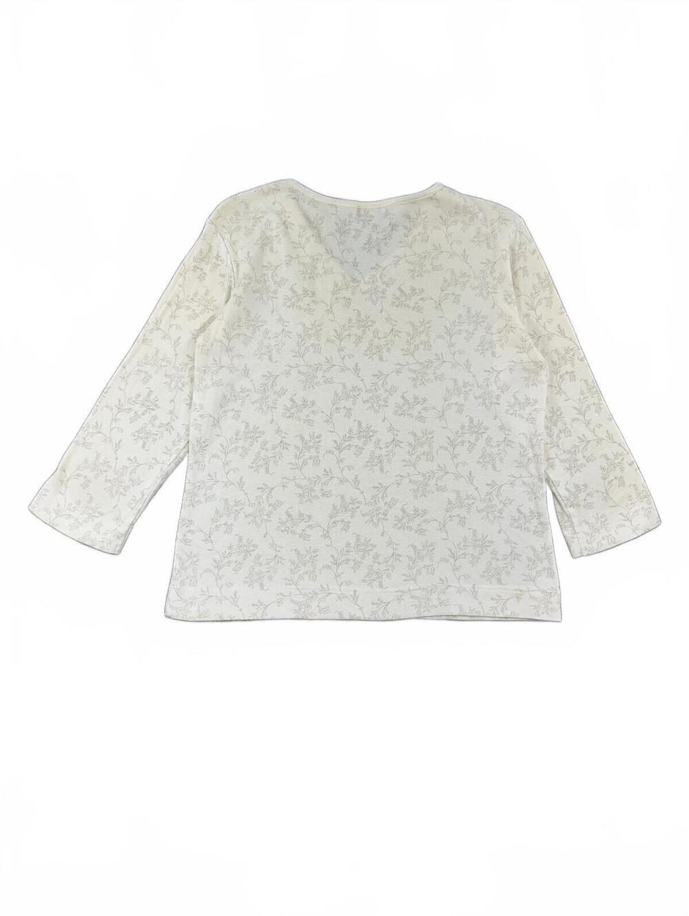 J.Jill Cream Floral Faux Wrap Neck Cotton Top Fairycore Cottagecore - Picture 3 of 7